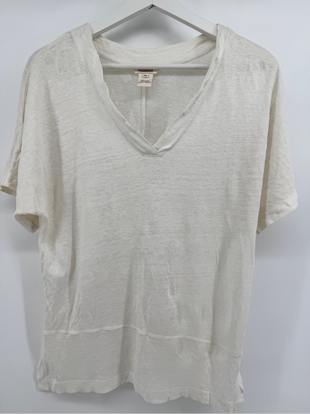 Sundance Cream‎ V-Neck Slub Cotton Short Sleeve Tee
